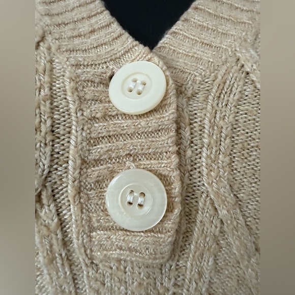 G.H. Bass Hooded Knit Pullover Sweater V-Neck 1/4 Button Women's Sz L - Picture 3 of 4